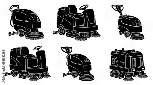scrubber silhouette vector set