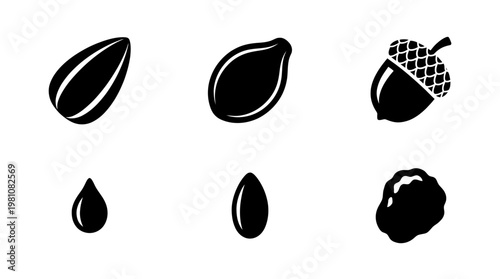seed silhouette vector set