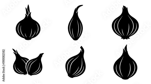 shallot silhouette vector set