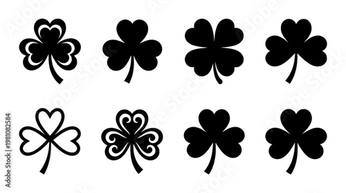 shamrock silhouette vector set