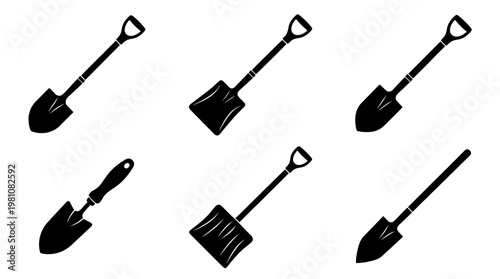 shovel silhouette vector set