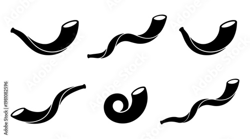 shofar silhouette vector set