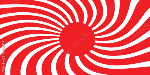 Abstract Japan red and white spiral pattern with circular center