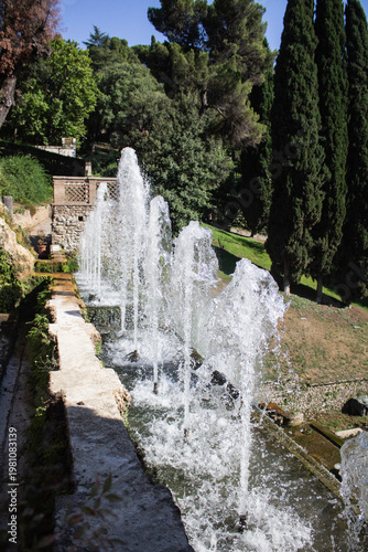 2024.07.11 Tivoli, Villa d'Este, UNESCO World Heritage Site at the gates of Rome, 
evocative image of the Renaissance garden with its many fountains