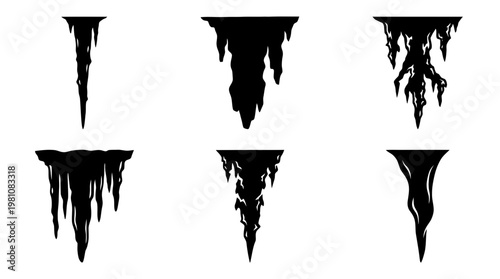 stalactite silhouette vector set