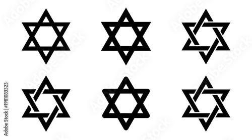 star of david silhouette vector set