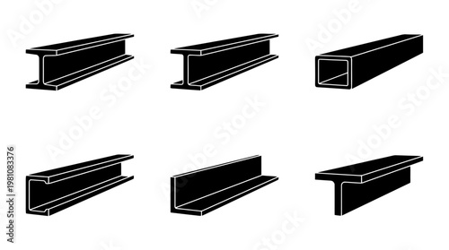 steel beam silhouette vector set