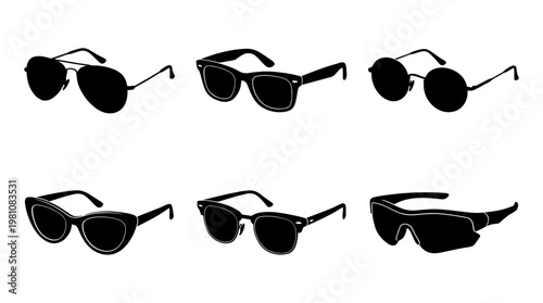 sunglasses silhouette vector set