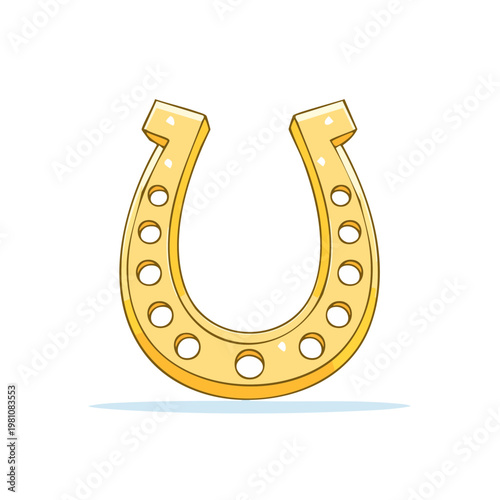 Golden Horseshoe with Perforations Symbolizing Luck and Good Fortune