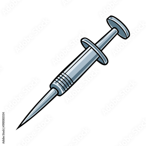 Medical syringe illustration with sharp needle for injections or vaccinations
