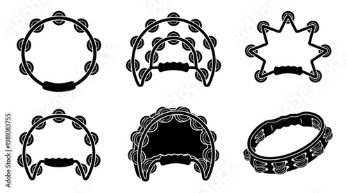 tambourine silhouette vector set