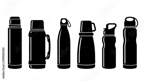 thermos silhouette vector set