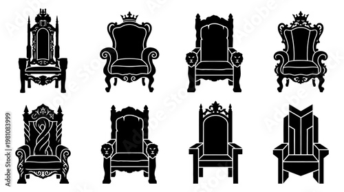 throne silhouette vector set