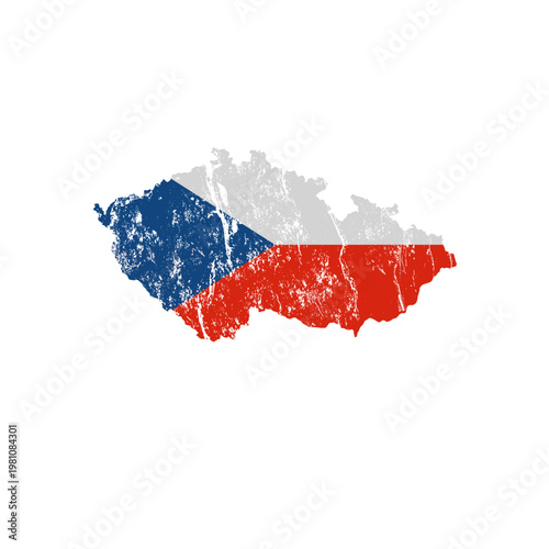 Czech Republic map with national flag and grunge effect - vector illustration