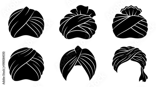 turban silhouette vector set
