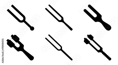 tuning fork silhouette vector set