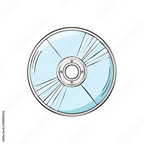 Vector illustration of a shiny compact disc showing light reflections and a central hub