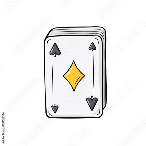 Deck of Playing Cards with Ace of Spades and Diamond Suit Featured Cartoon Style