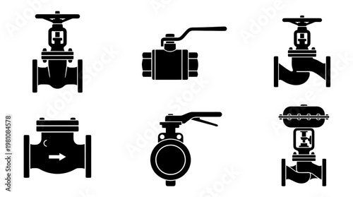 valve silhouette vector set