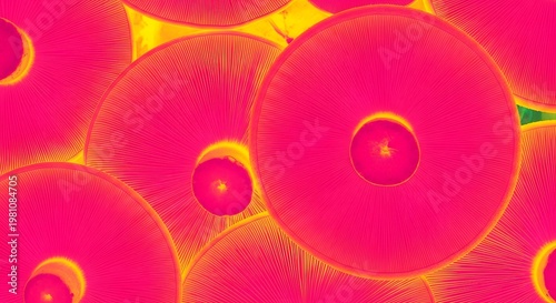 Pink and yellow circles with lines abstract