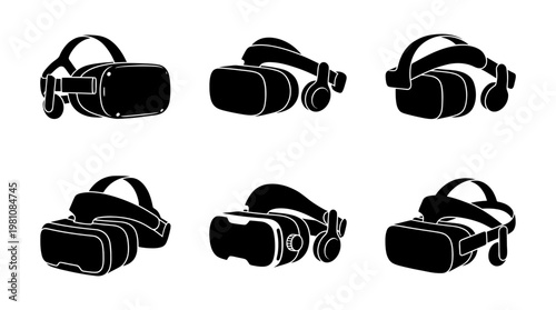 vr headset silhouette vector set