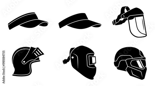 visor silhouette vector set
