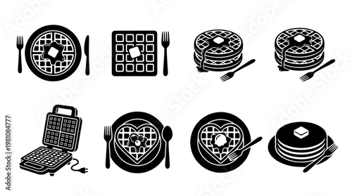 waffle silhouette vector set