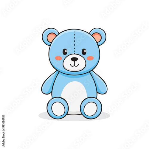 Cute blue teddy bear cartoon illustration for children