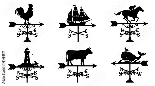 weather vane silhouette vector set