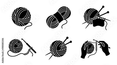 yarn silhouette vector set