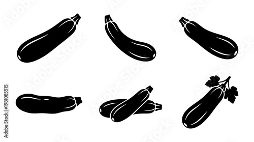 zucchini silhouette vector set