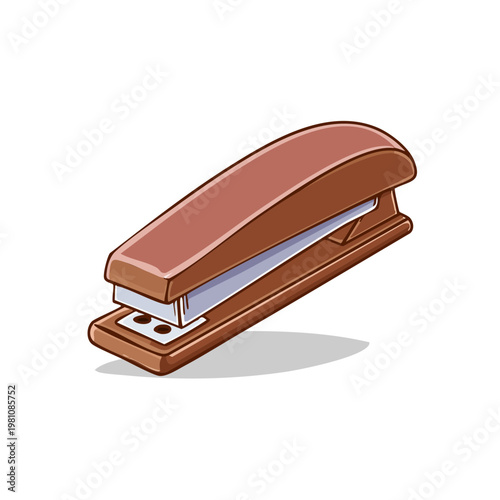 Classic brown office stapler machine for binding documents and papers