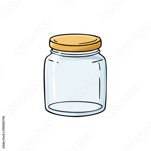 Transparent Glass Jar with Golden Lid for Storage and Preserving