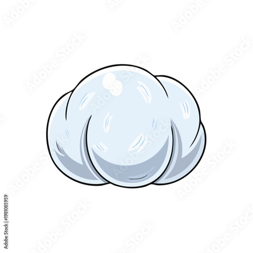Cartoon fluffy white cloud illustration with light blue shading and black outline