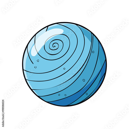 Blue Exercise Ball With Swirls and Dots for Fitness and Recreation