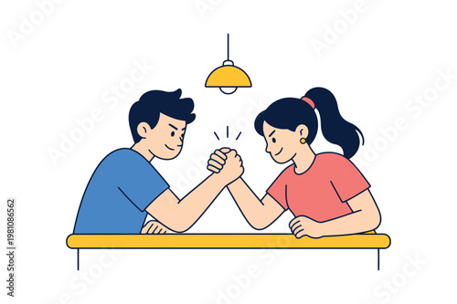 Arm Wrestling Competition Friendly Challenge Illustration
