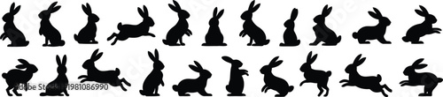 Schilderij op canvas Rabbit silhouettes collection with silhouette vector illustration