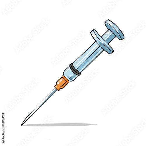 Illustration of a medical syringe with a needle for injection or vaccination