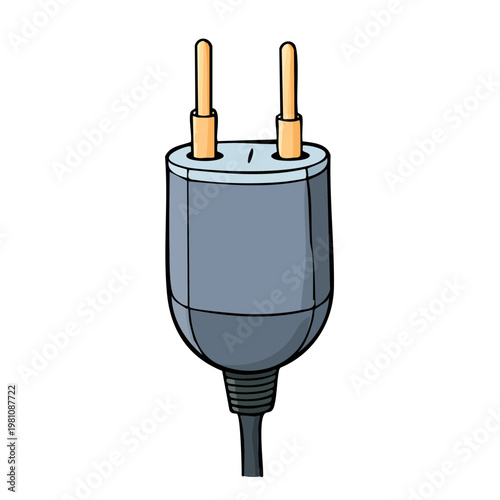 Close up illustration of a European style electrical plug with two round prongs