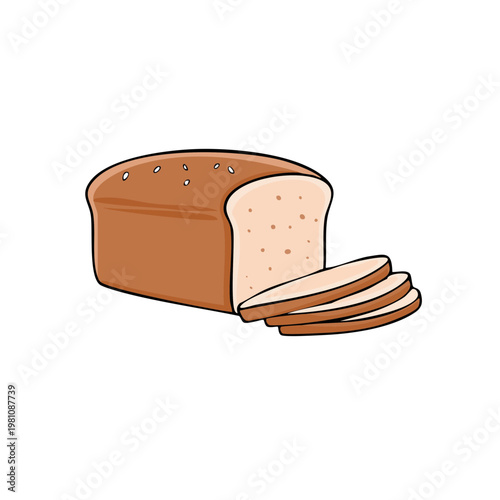 Freshly Baked Loaf of Sliced Bread Cartoon Illustration