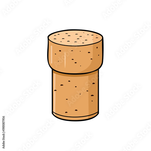 Classic natural wine cork stopper isolated on white background for beverage sealing and preservation