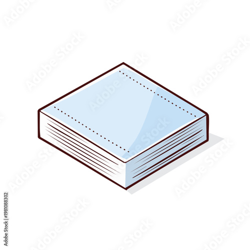 Simple Isometric Illustration of a Stack of Light Blue Paper Napkins
