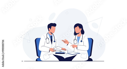 Doctors Discussing Medical Case with Bone Model