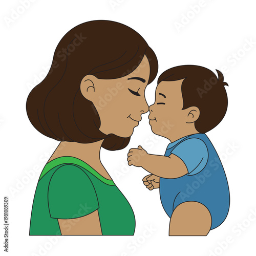 Happy Mother's Day A loving mother and her baby share a tender moment