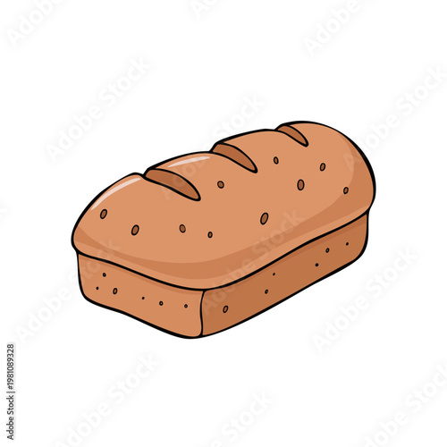 Simple illustration of a freshly baked loaf of bread with a golden brown crust and scored top