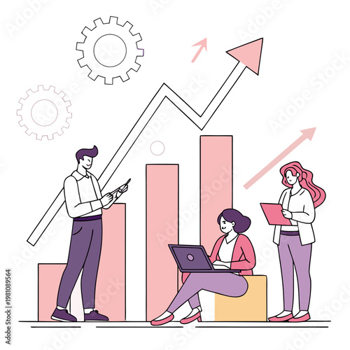 Modern Flat Business Growth Concept Illustration