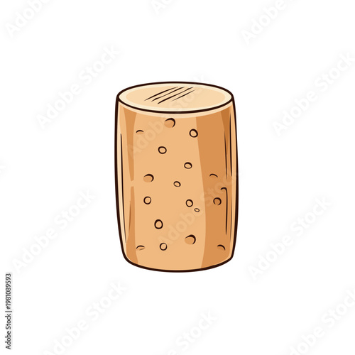 Natural Cork Stopper Illustration for Wine Bottles and Beverages