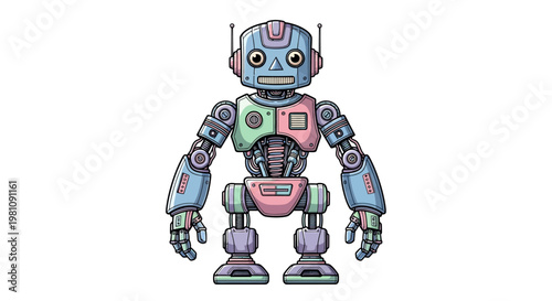 Colorful Robot With Various Gears.