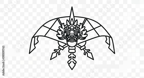 Detailed dragon head with wings spread.