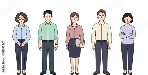 Confident Business Woman with Arms Crossed Minimal Character, Office Workers Team Collaboration with Laptop Simple Character Set. Generative ai